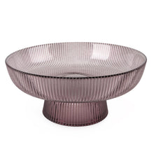 Load image into Gallery viewer, 20cm Ridged Glass Pedestal Bowl - Plum
