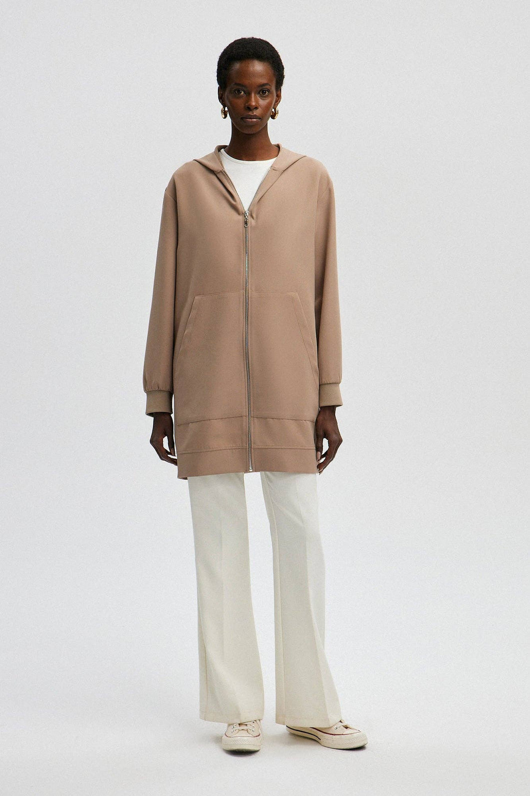 ZIPPED THIN CREPE JACKET