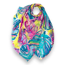 Load image into Gallery viewer, Tropical Flower and Leaves Print Scarf
