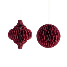 Load image into Gallery viewer, Deep Red Paper Honeycomb Hanging Decoration Assorted
