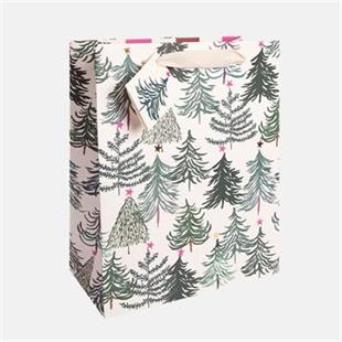 Painted Trees All Over On Cream Large Gift Bag