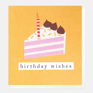 Birthday Wishes Slice Of Cake On Mustard