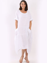 Load image into Gallery viewer, Front Pockets Plain Linen Lagenlook Dress
