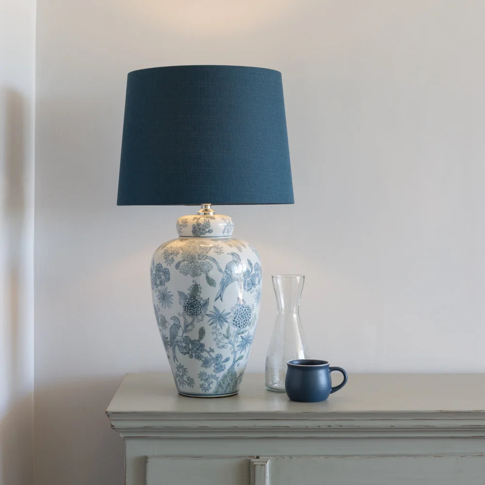 Lamp Exotic Bird With Blue Shade