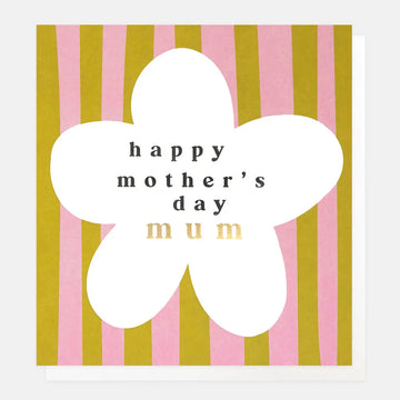 Happy Mother's Day Big Flower On Stripe