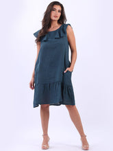 Load image into Gallery viewer, Ruffle Neck Sleeveless Linen Longline Top
