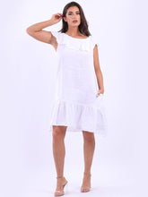 Load image into Gallery viewer, Ruffle Neck Sleeveless Linen Longline Top
