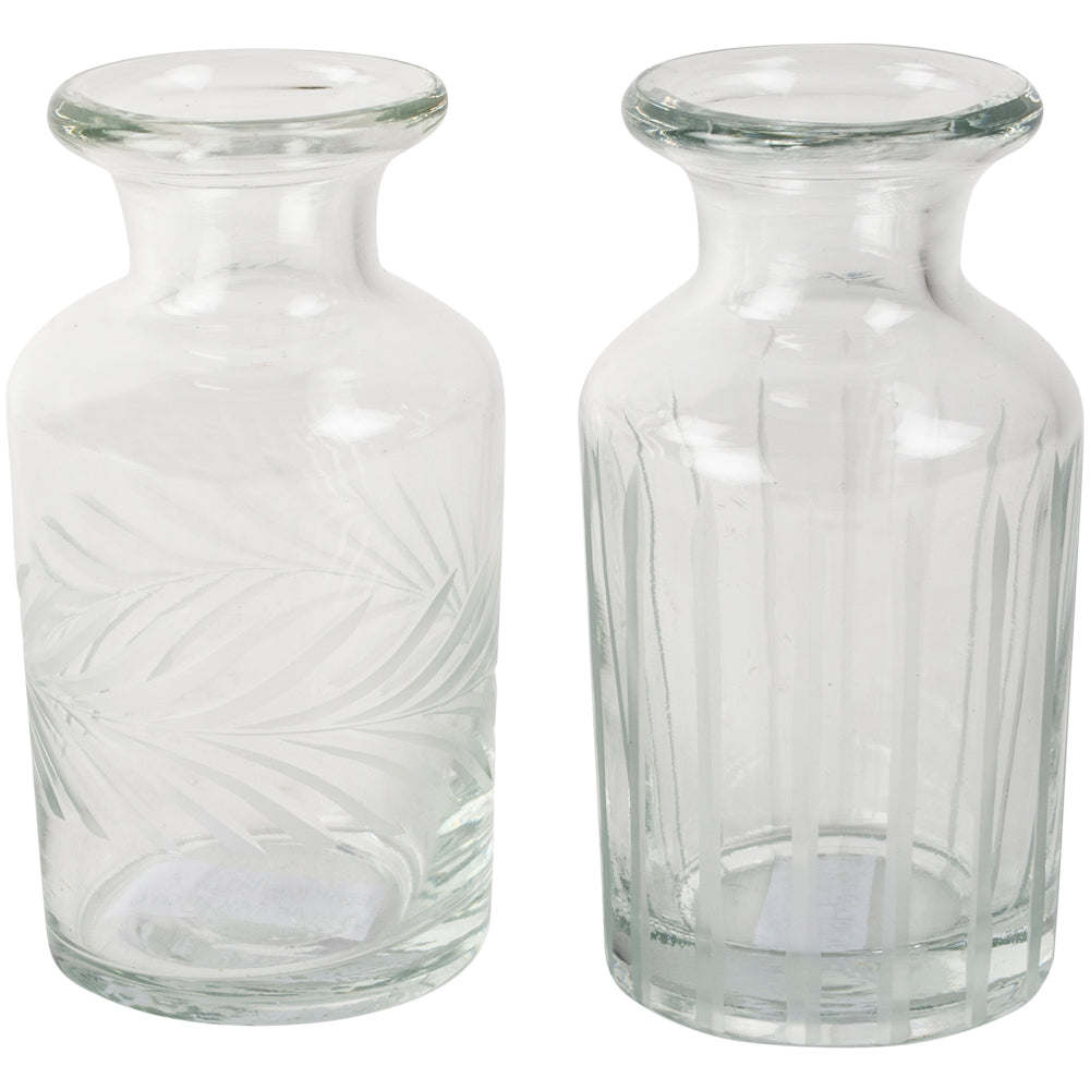 Bud Vases Vintage Etched