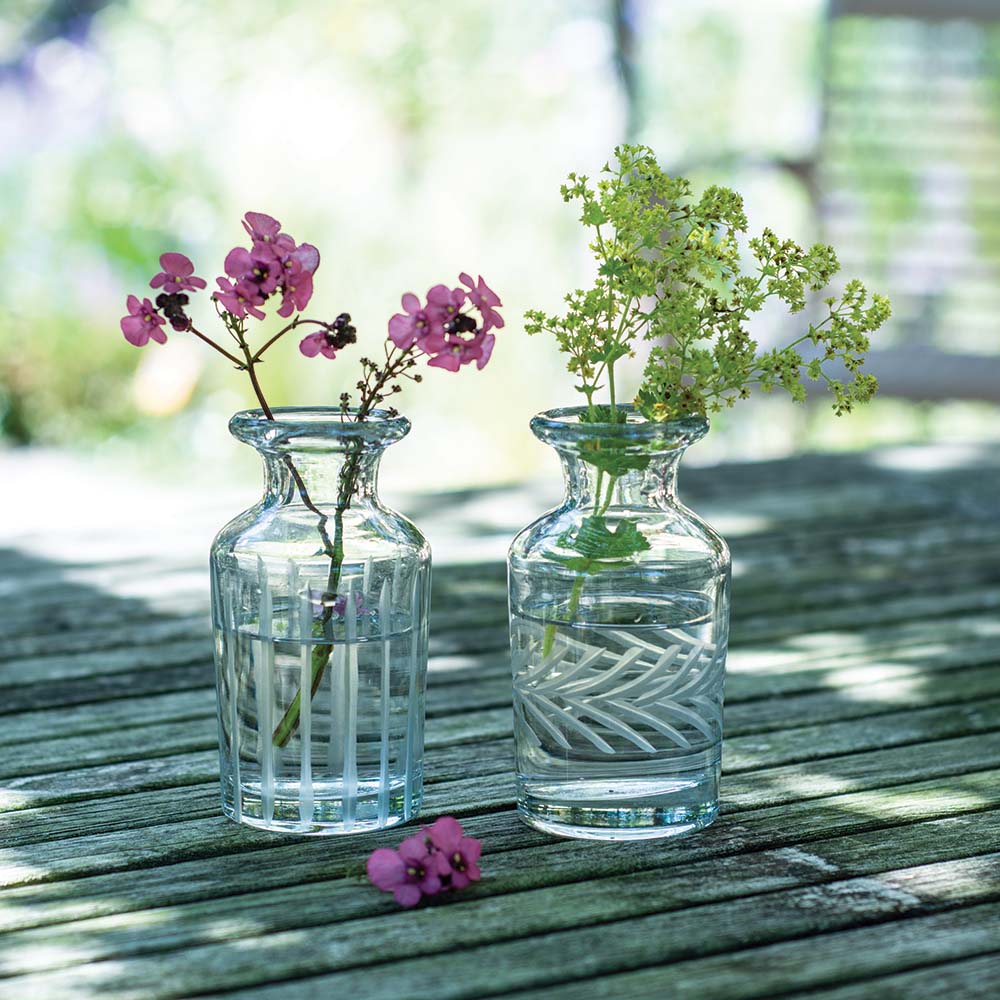 Bud Vases Vintage Etched