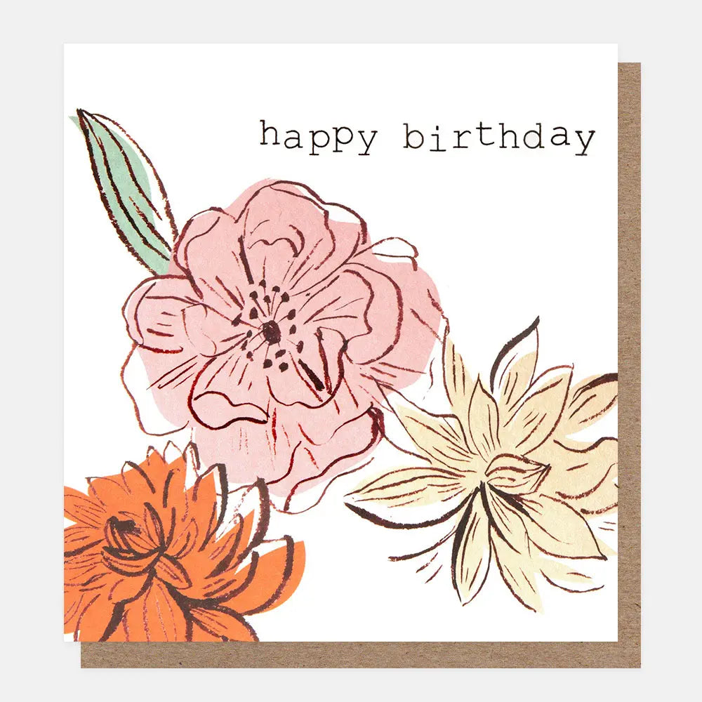 Happy Birthday Pink And Orange Flowers