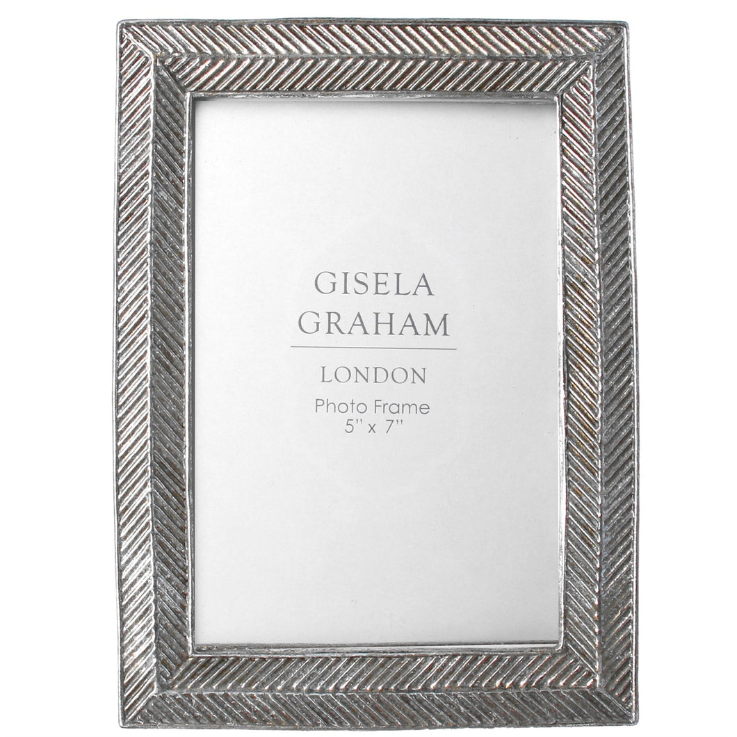 Resin Photo Frame  - Silver Herringbone