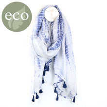 Load image into Gallery viewer, Cotton tie-dye stripe scarf with tassels
