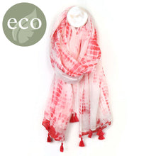 Load image into Gallery viewer, Cotton tie-dye stripe scarf with tassels
