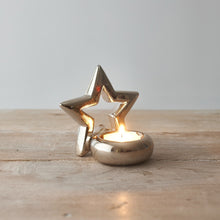 Load image into Gallery viewer, Silver tealight Star Holder
