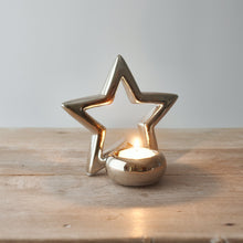 Load image into Gallery viewer, Silver tealight Star Holder
