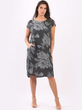 Load image into Gallery viewer, Floral Print Ladies Linen Lagenlook Shift Dress
