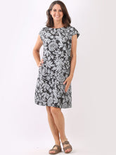 Load image into Gallery viewer, Italian Cap Sleeves Floral Lagenlook Linen Shift Midi Dress
