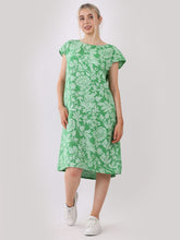 Load image into Gallery viewer, Italian Cap Sleeves Floral Lagenlook Linen Shift Midi Dress
