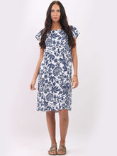 Load image into Gallery viewer, Italian Cap Sleeves Floral Lagenlook Linen Shift Midi Dress
