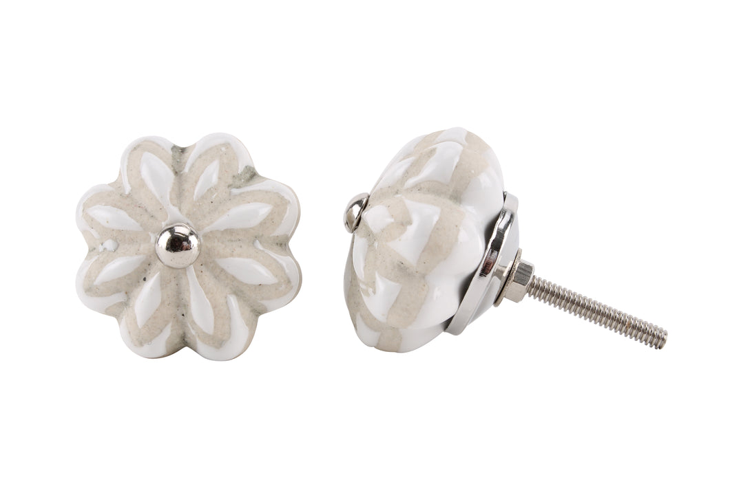 Cream Melon Shape Ceramic Drawer Knob