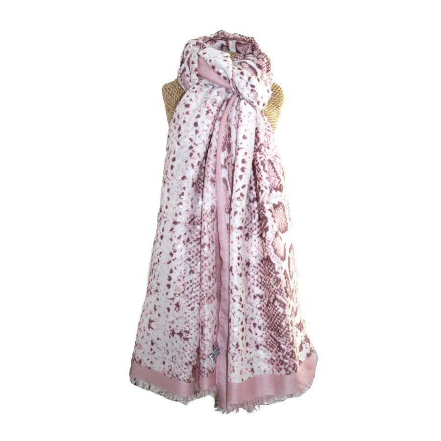 Silver Snakeskin Scarf Dusky Pink