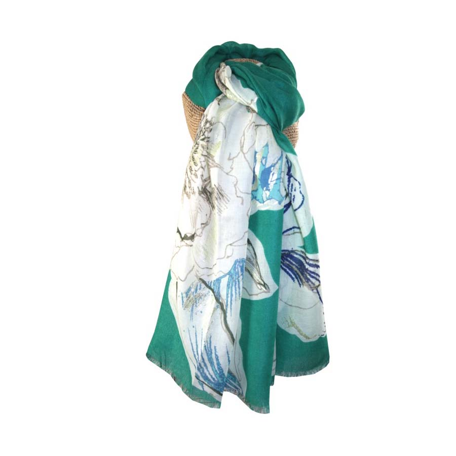 Silver Floral Scarf Dusky Pink