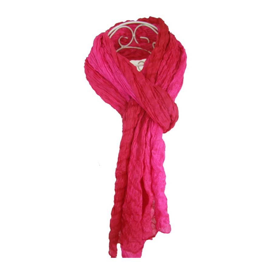 Silk Crinkle Scarf Hot Pink