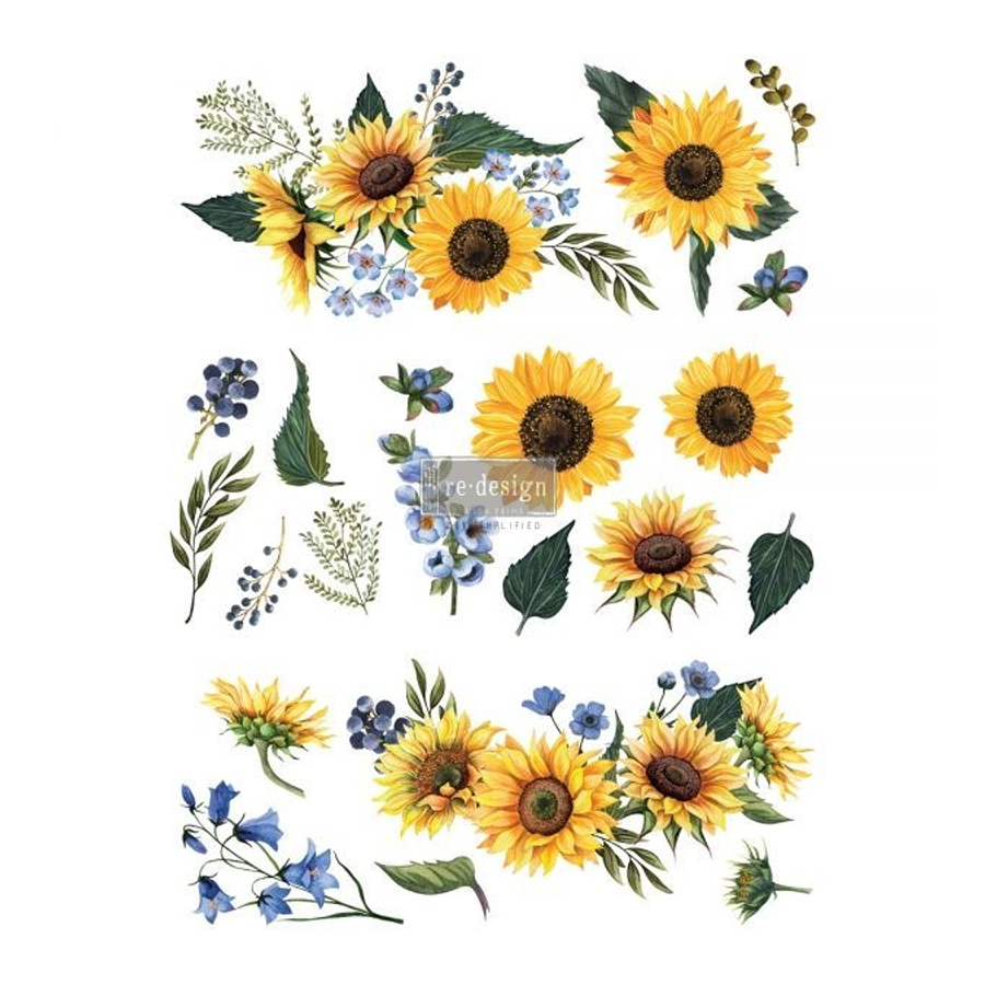 Sunflower Fields I Redesign with Prima Decor Transfer