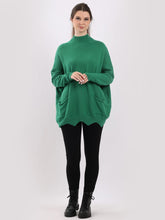 Load image into Gallery viewer, Plain Funnel Neck Cut Hem Knitted Baggy Top
