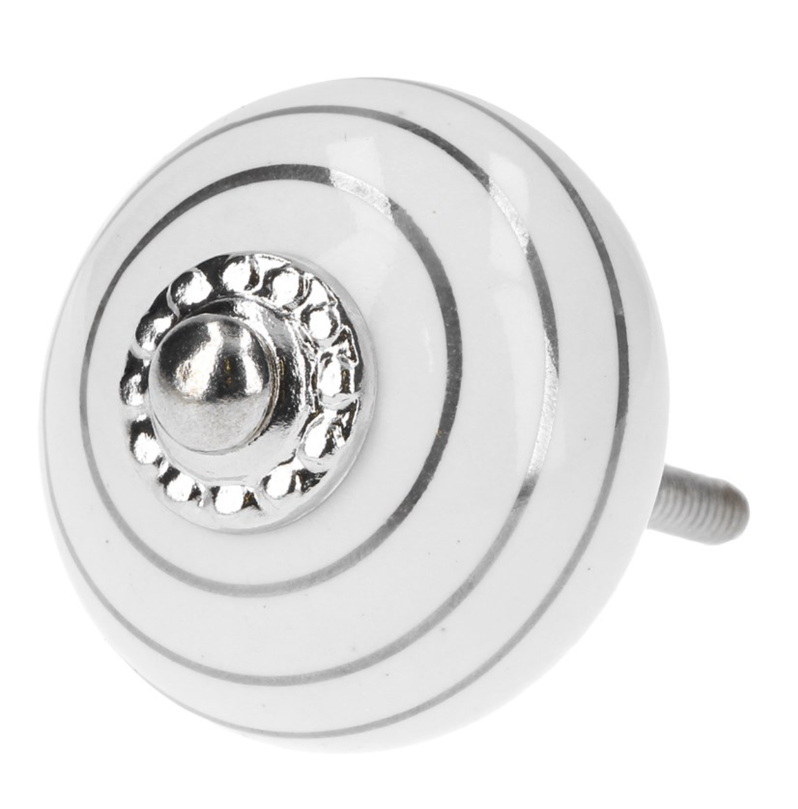 Door Knob Ceramic w Silver Stripes