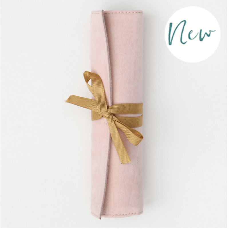 Pink Velvet Travel Jewellery Roll - Little Gems Interiors