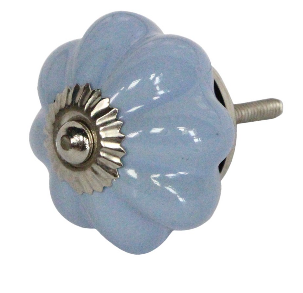 Door Knob - Ceramic Flower Periwinkle - Little Gems Interiors