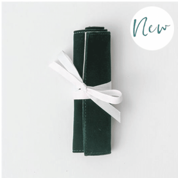 Green Velvet Mini Jewellery Roll - Little Gems Interiors