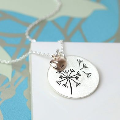 Silver Plated Dandelion Disc Necklace - Little Gems Interiors