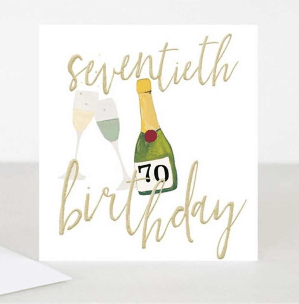 Bubbles 70th Birthday Card - Little Gems Interiors