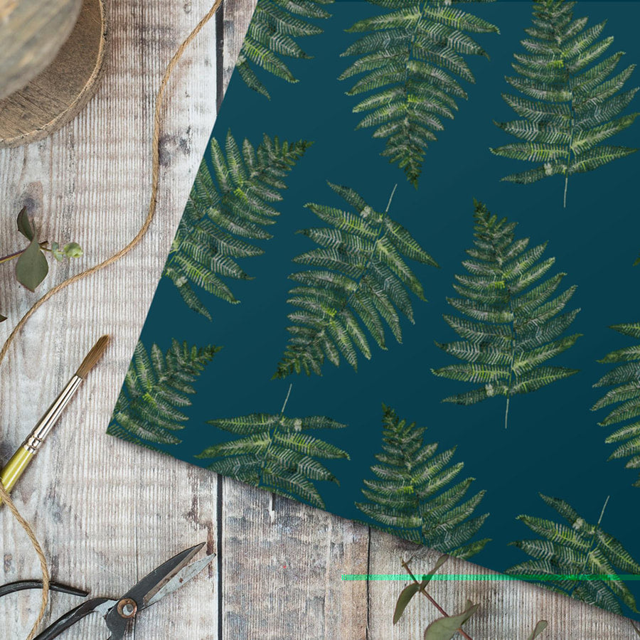 Woodland Fern Noir Gift Wrap set - Little Gems Interiors